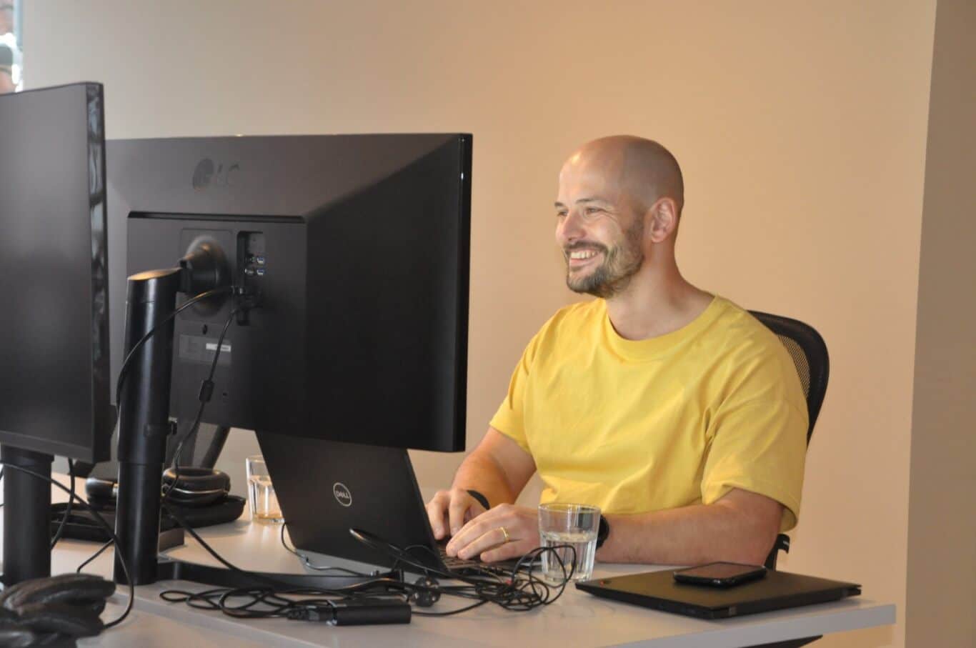 Man happy on his computer